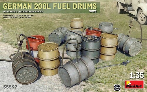Miniart german 200l fuel drums - german,